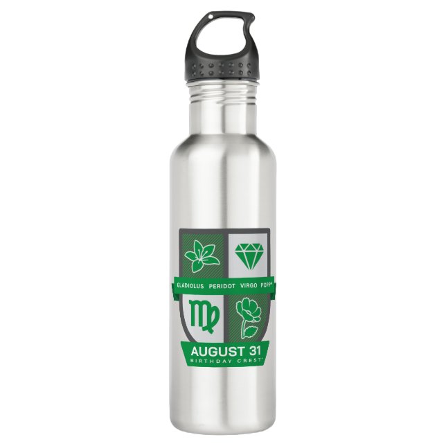 Virgo Birthday Crest™ for August 23-31 Stainless Steel Water Bottle (Front)