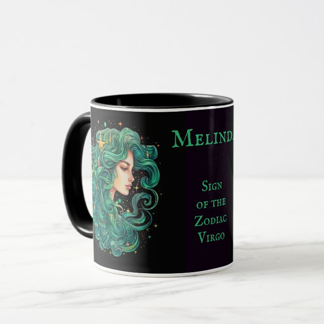 Virgo Birthday Gift Add Name Coffee Black Mug (Front Left)