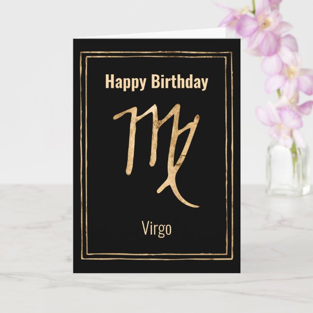 Virgo Birthday zodiac astrology gold personalized Card (Orchid)