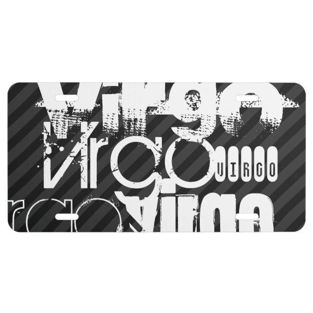Virgo; Black & Dark Gray Stripes License Plate (Front)