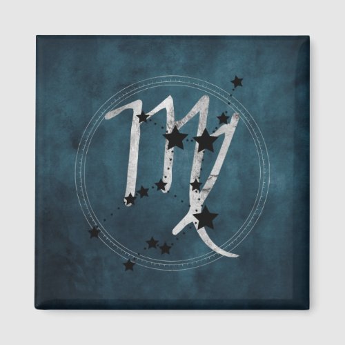 Virgo black  silver zodiac constellation teal magnet