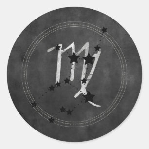 Virgo black stars silver zodiac constellation classic round sticker