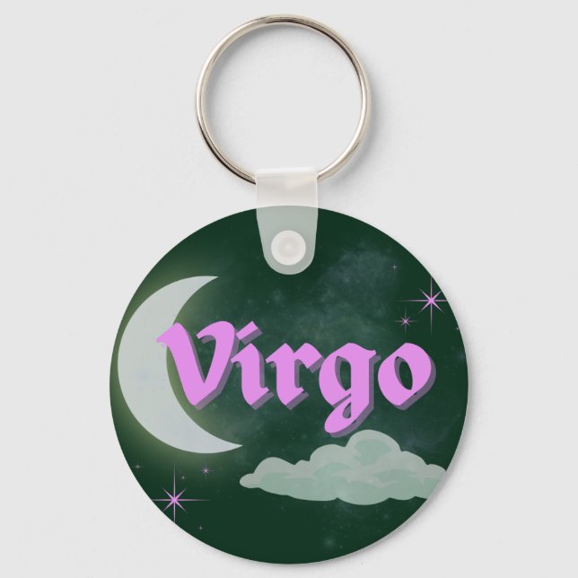 Virgo Celestial Aesthetic Dreamy Moon Cloud Stars Keychain (Front)