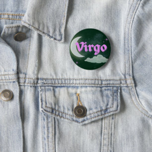 Virgo Celestial Aesthetic Moon Cloud Stars Design Button