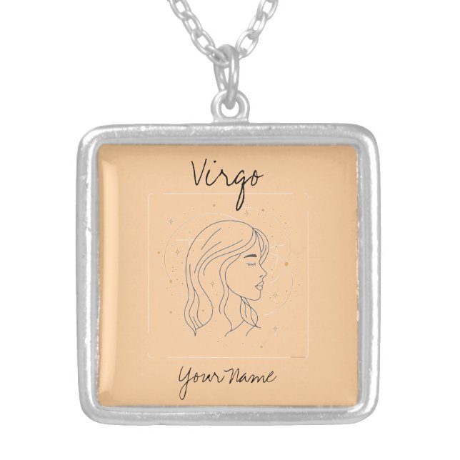 Virgo Celestial Constellation Design Silver Plated Necklace (Front)