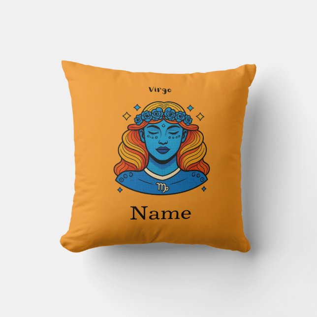 Virgo Celestial Goddess - Aesthetic Zodiac Art Throw Pillow (Front)