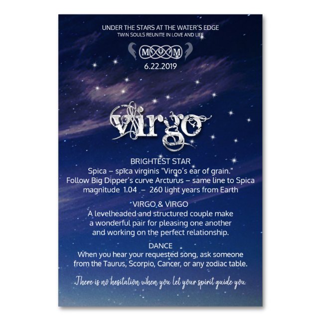 Virgo Centerpiece Table Card (Front)