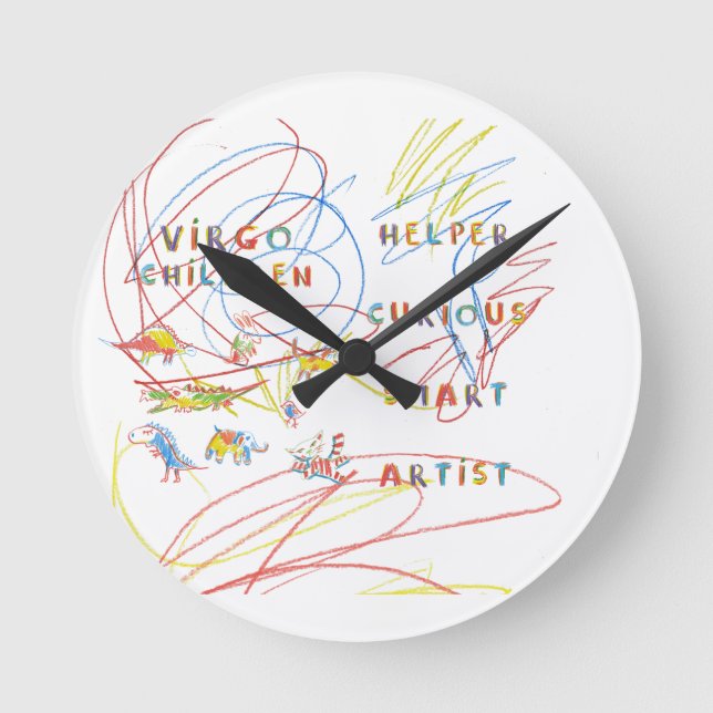 Virgo Child Astrology Zodiac Round Clock (Front)
