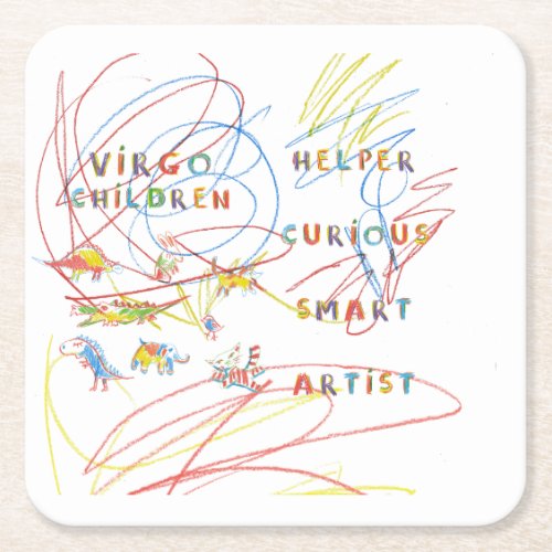 Virgo Child Astrology Zodiac Square Paper Coaster