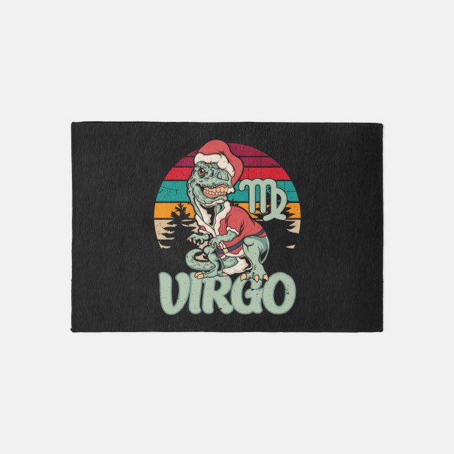 Virgo Christmas Dinosaur Tree Rex Funny Xmas Gifts Rug (Front)