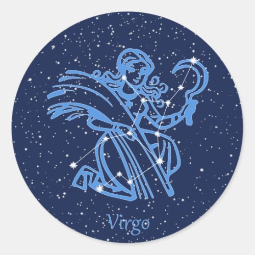 Virgo Constellation and Zodiac Sign with Stars Classic Round Sticker