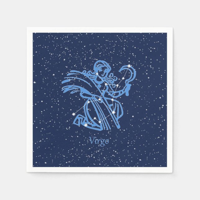 Virgo Constellation and Zodiac Sign with Stars Napkins (Front)