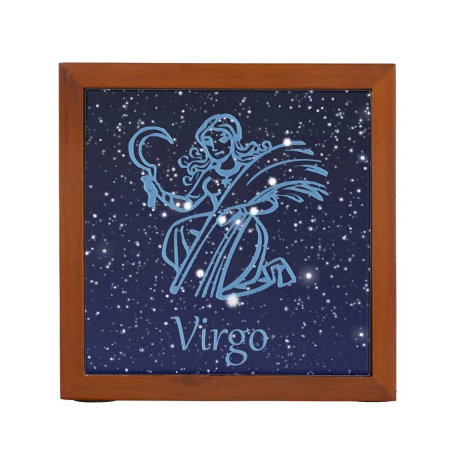 Virgo Constellation and Zodiac Sign with Stars Pencil/Pen Holder (Front)