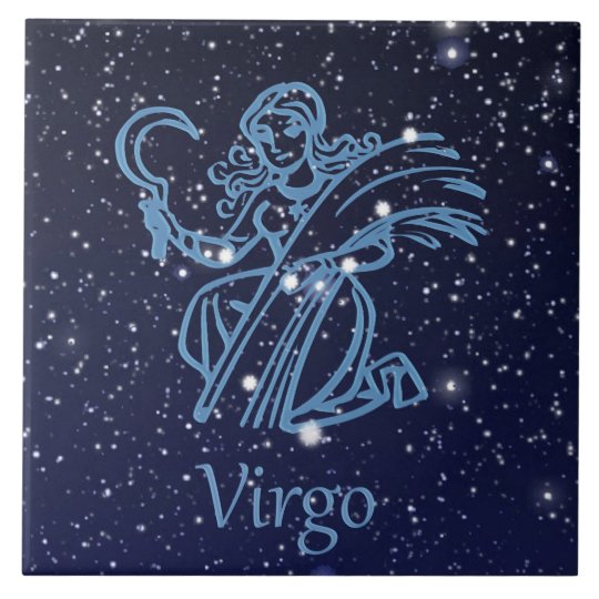 Virgo Constellation and Zodiac Sign with Stars Tile | Zazzle.com