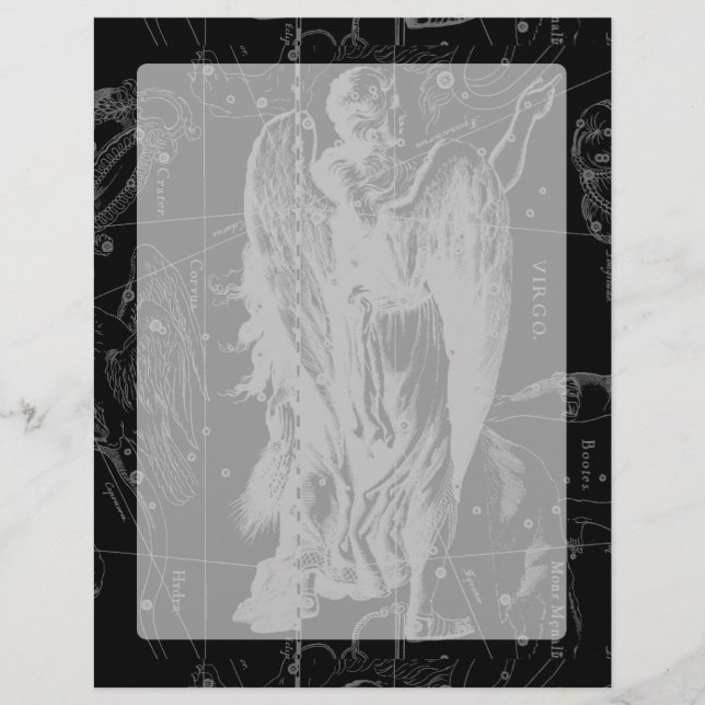 Virgo Constellation Hevelius 1690 on Black (Front)