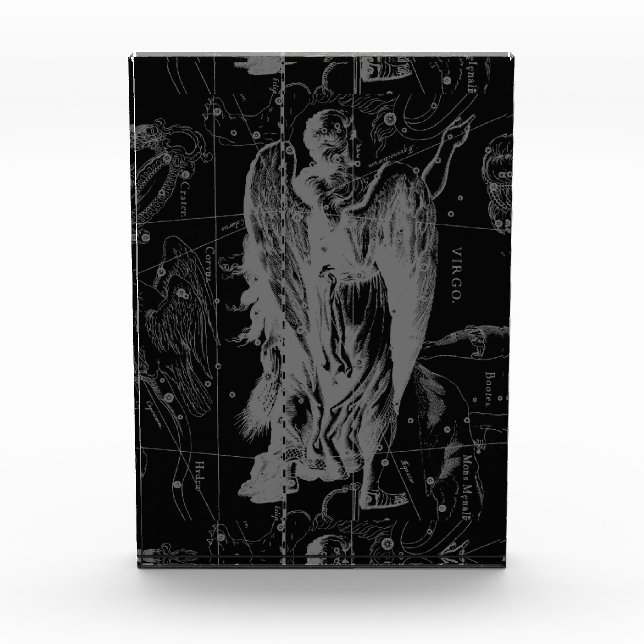 Virgo Constellation Hevelius 1690 on Black Acrylic Award (Front)
