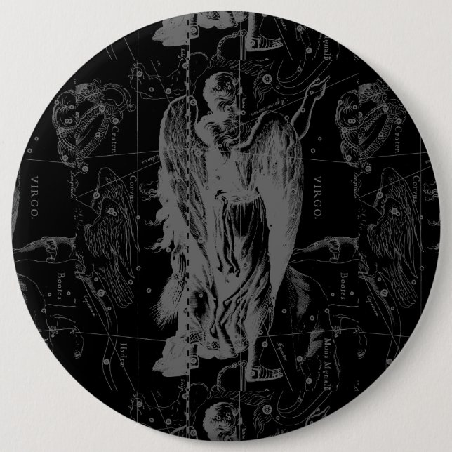 Virgo Constellation Hevelius 1690 Vintage Button (Front)