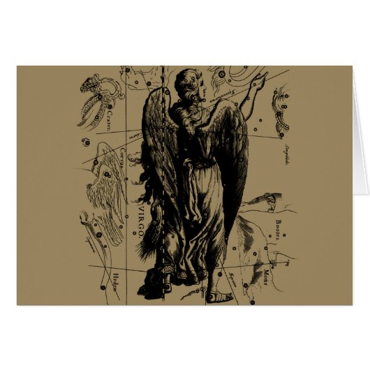 Virgo Constellation Hevelius Etching Style Cards (Front Horizontal)
