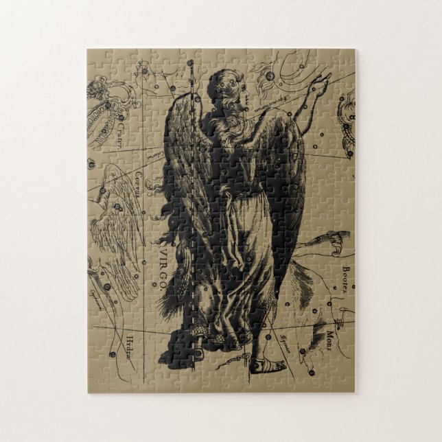 Virgo Constellation Hevelius Etching Style Jigsaw Puzzle (Vertical)