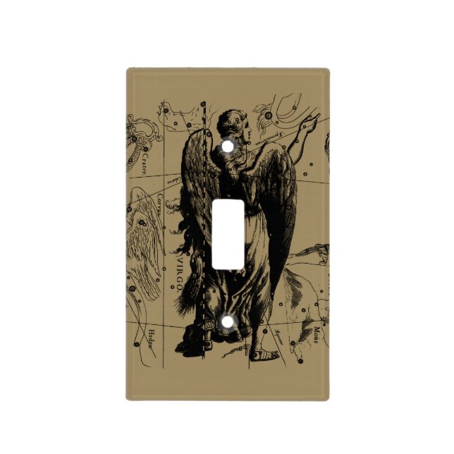 Virgo Constellation Hevelius Etching Style Light Switch Cover (Front)