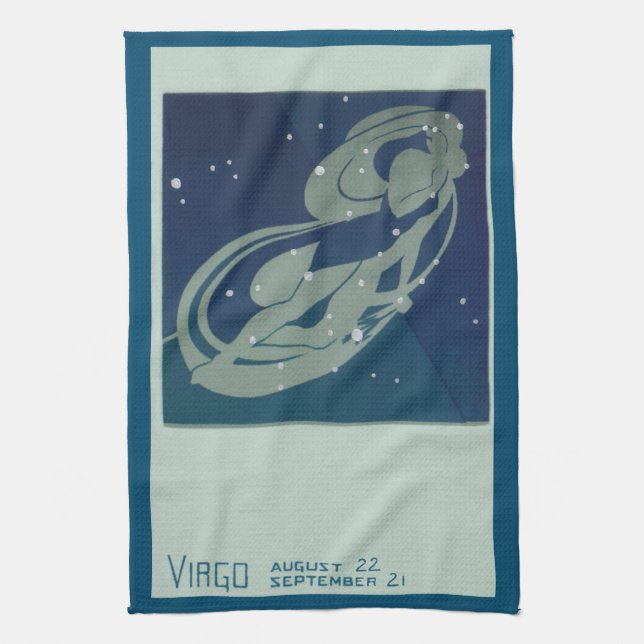 Virgo Constellation Vintage Zodiac Astrology Kitchen Towel (Vertical)