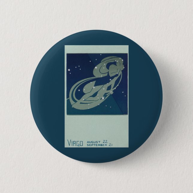 Virgo Constellation Vintage Zodiac Astrology Pinback Button (Front)