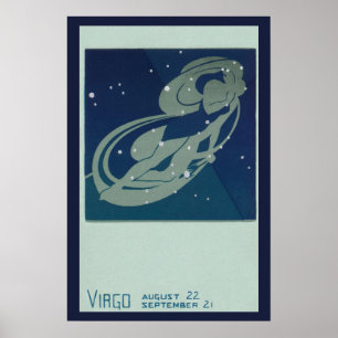 Virgo Constellation Vintage Zodiac Astrology Poster
