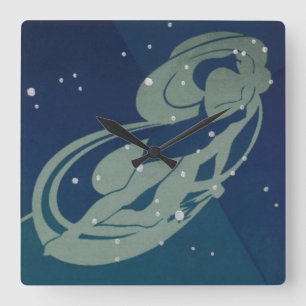 Virgo Constellation Vintage Zodiac Astrology Square Wall Clock