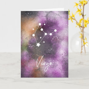 Virgo Constellation Zodiac Purple Galaxy Card