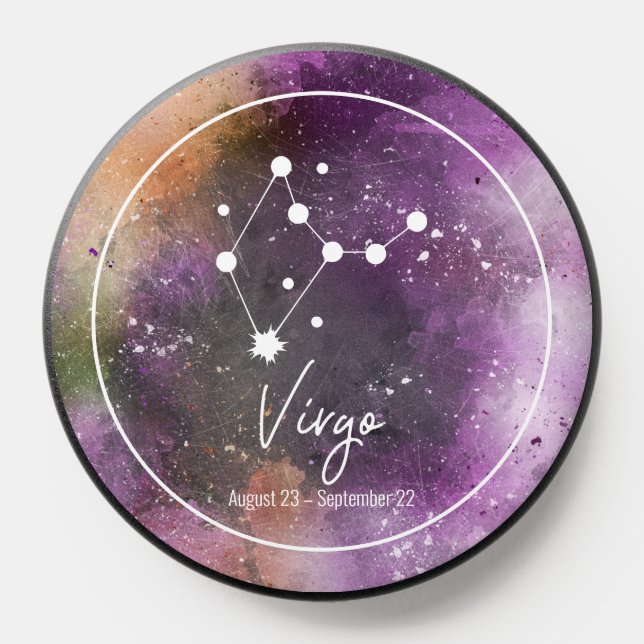 Virgo Constellation Zodiac Sign Purple Galaxy PopSocket (Popsocket)