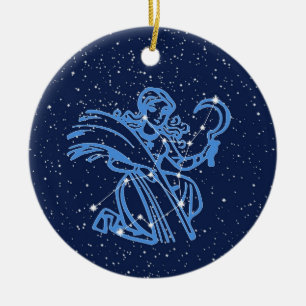 Virgo Constellation & Zodiac Sign with Stars Ceramic Ornament