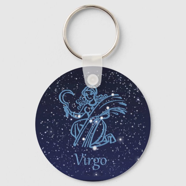 Virgo Constellation & Zodiac Sign with Stars Keychain (Front)