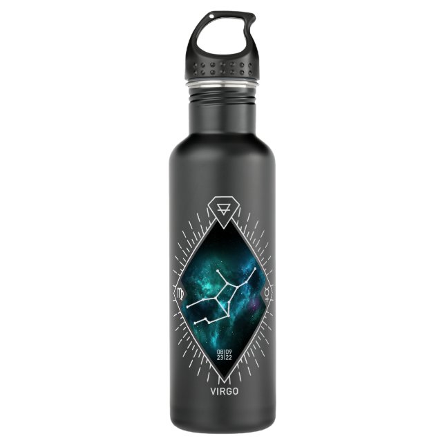 Virgo Constellation & Zodiac Symbol Stainless Steel Water Bottle (Front)