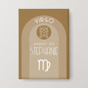 Virgo Custom Birthday Zodiac - Modern Design Button