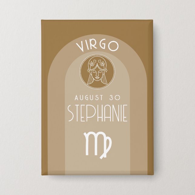 Virgo Custom Birthday Zodiac - Modern Design Button (Front)