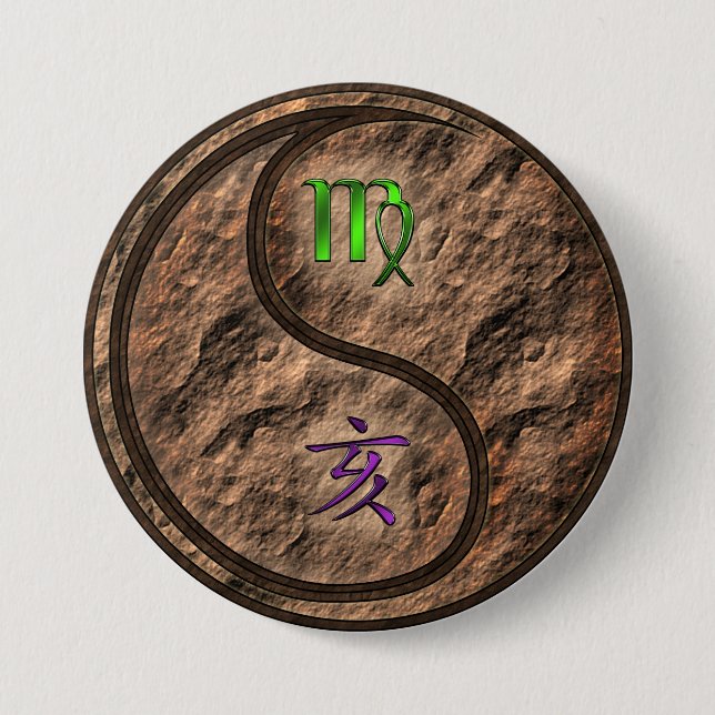 Virgo & Earth Boar Button (Front)