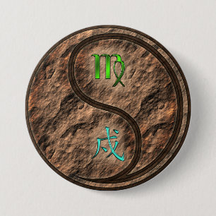 Virgo & Earth Dog Button