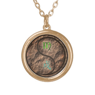 Virgo & Earth Dog Gold Plated Necklace