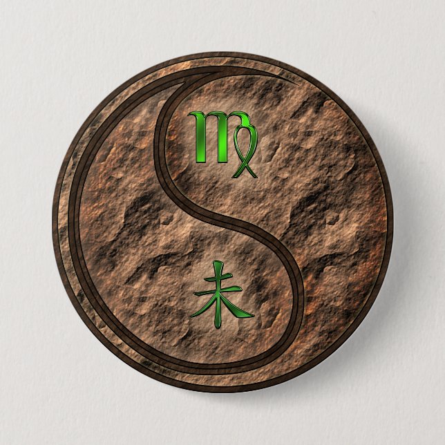 Virgo & Earth Goat Button (Front)