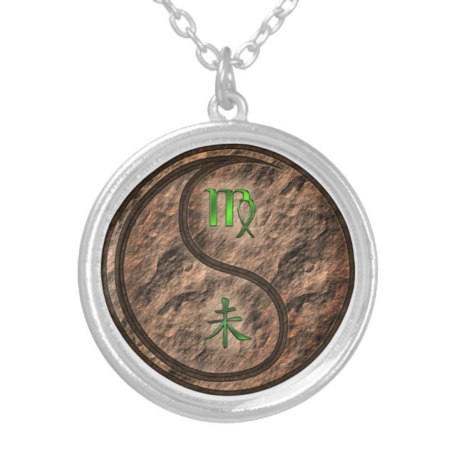 Virgo & Earth Goat Silver Plated Necklace (Front)