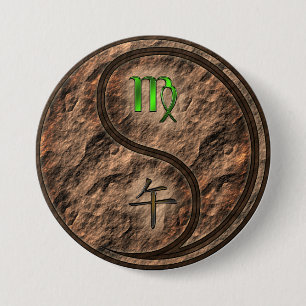 Virgo & Earth Horse Button
