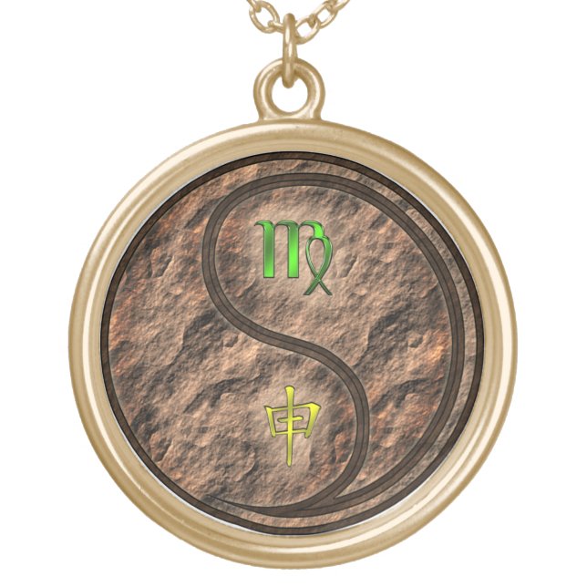 Virgo & Earth Monkey Gold Plated Necklace (Front)