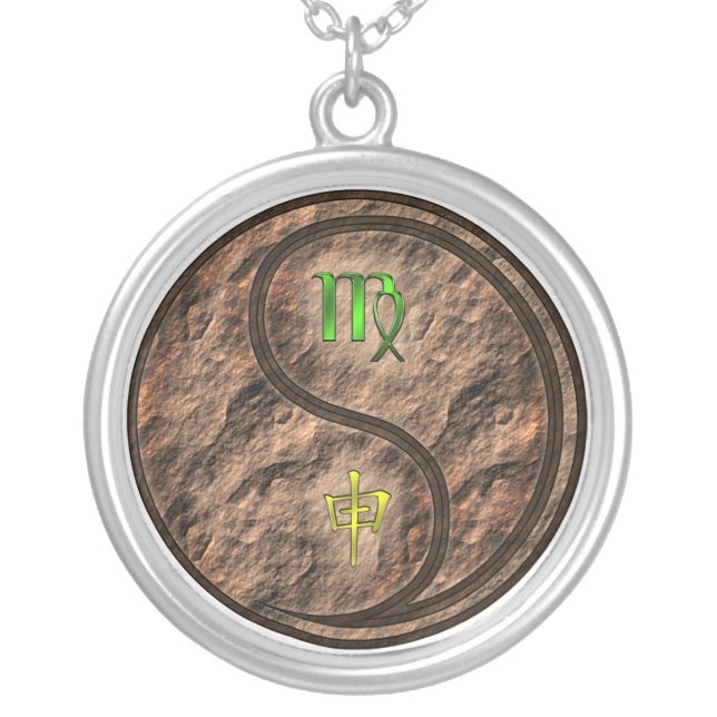 Virgo & Earth Monkey Silver Plated Necklace (Front)