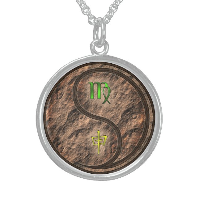 Virgo & Earth Monkey Sterling Silver Necklace (Front)