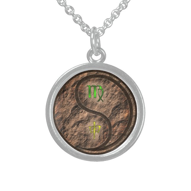 Virgo & Earth Monkey Sterling Silver Necklace (Front)