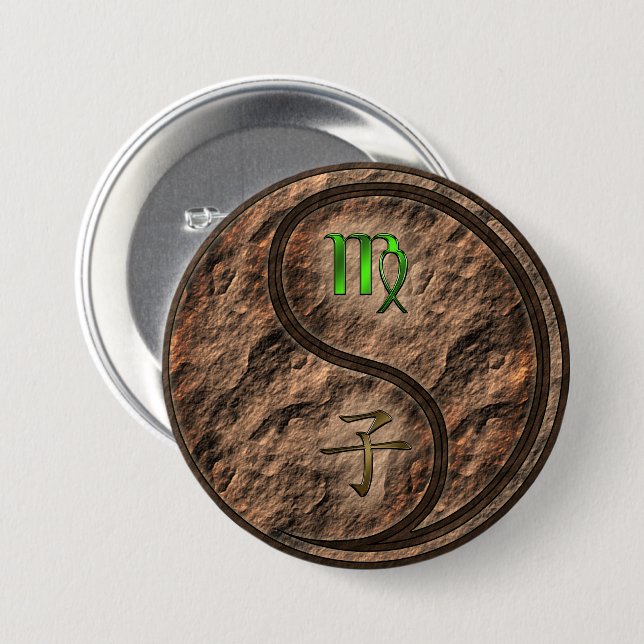 Virgo & Earth Rat Button (Front & Back)