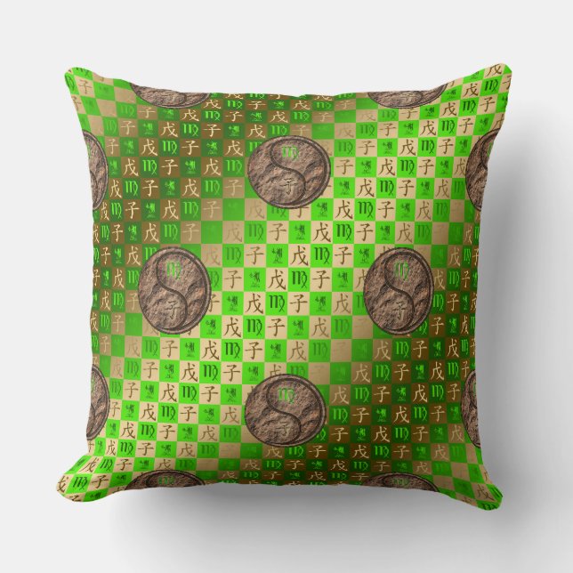 Virgo & Earth Rat Throw Pillow (Front)