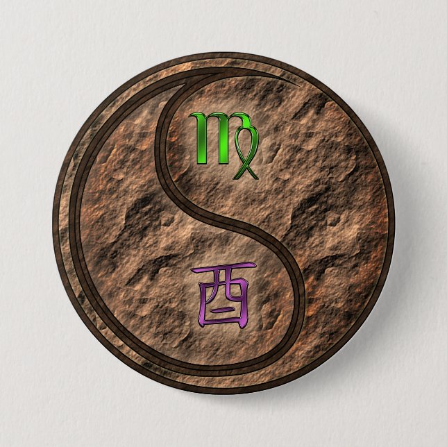 Virgo & Earth Rooster Button (Front)