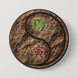 Virgo & Earth Tiger Button