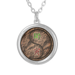 Virgo & Earth Tiger Silver Plated Necklace